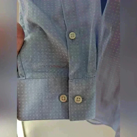 Calvin Klein Infinite Non Iron Slim Fit Stretch Collared Blue Men's Long Sleeve - Picture 5 of 14